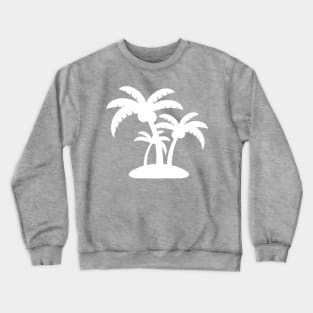 White Coconut Tree Summer Tropic Design on Gray Crewneck Sweatshirt